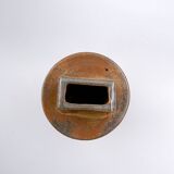 Vintage brown ceramic vase stamped "PV"