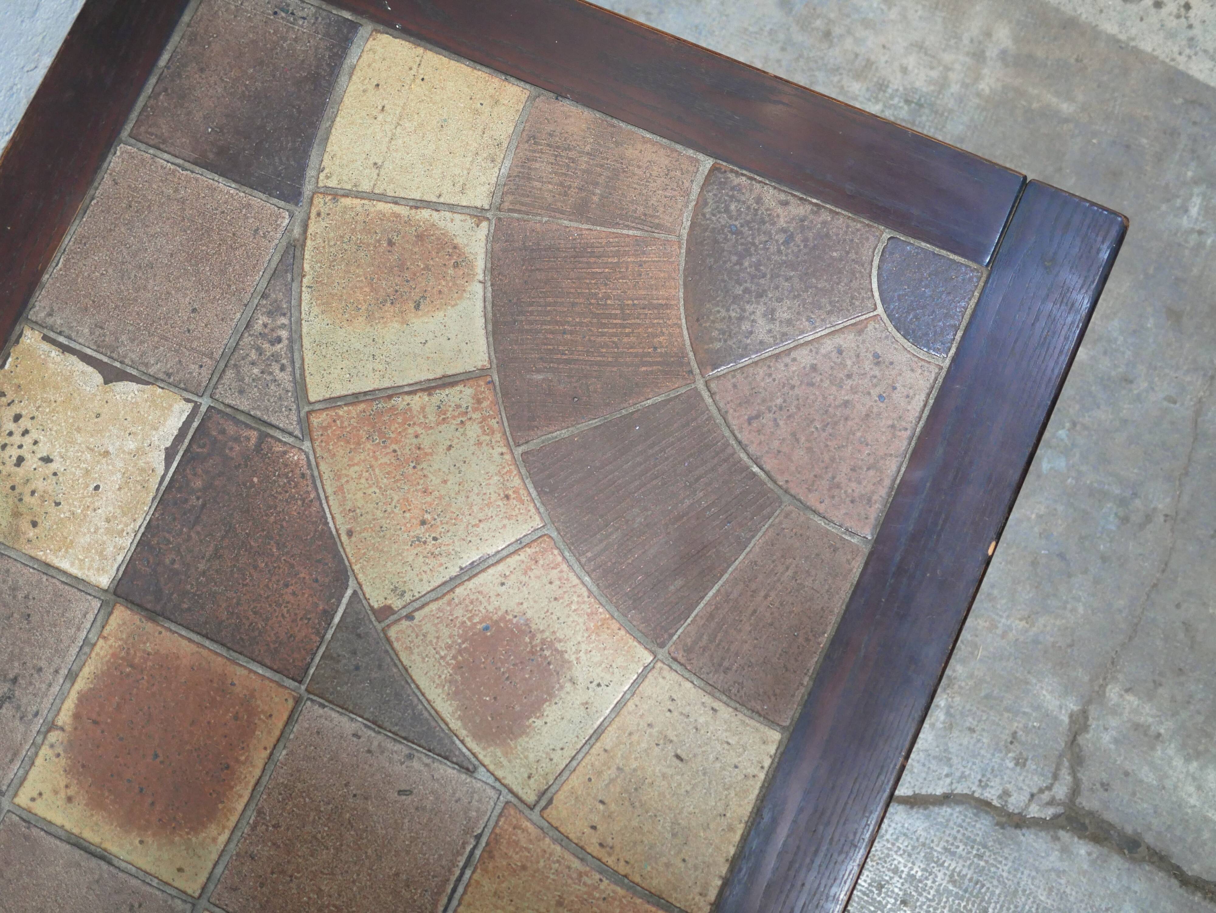 Vintage wood and ceramic coffee table