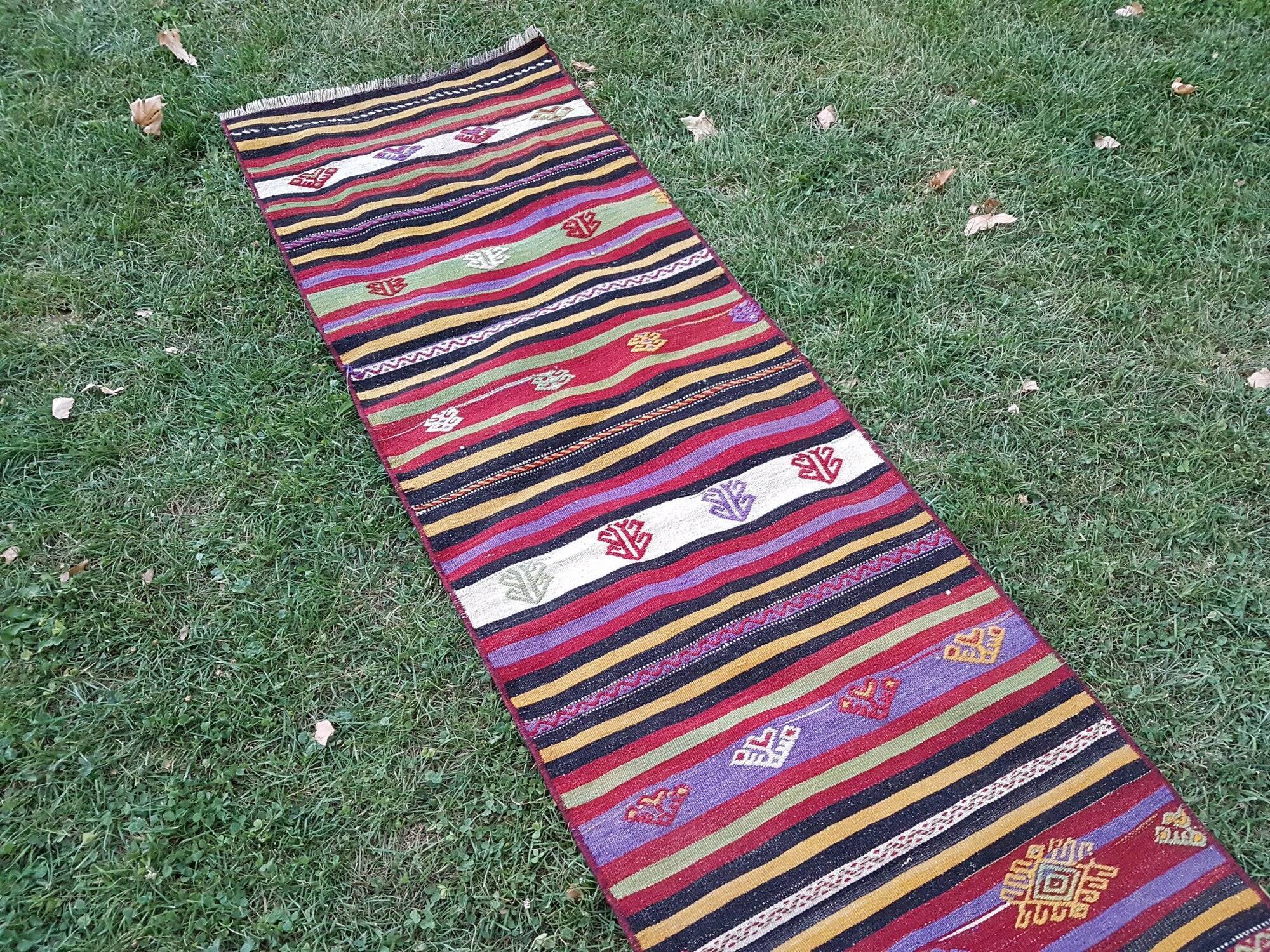 Vintage Turkish hallway rug 63x637 cm