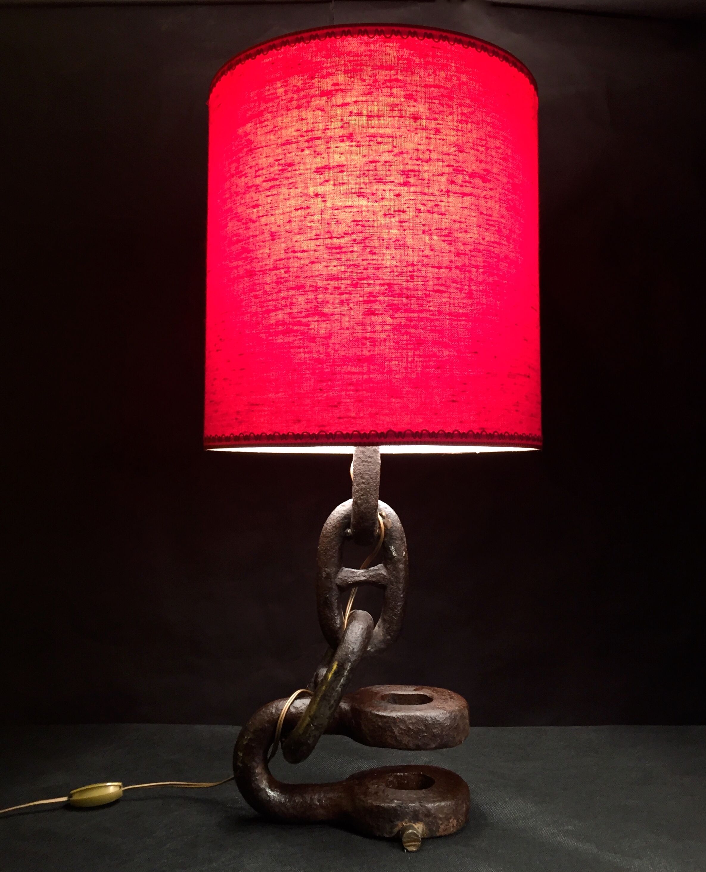 Vintage 1960s navy liner chain lamp red light