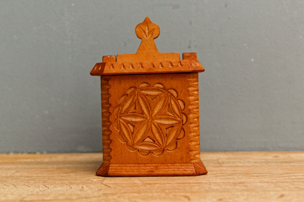 Carved wooden salt box, Savoie, Queyras