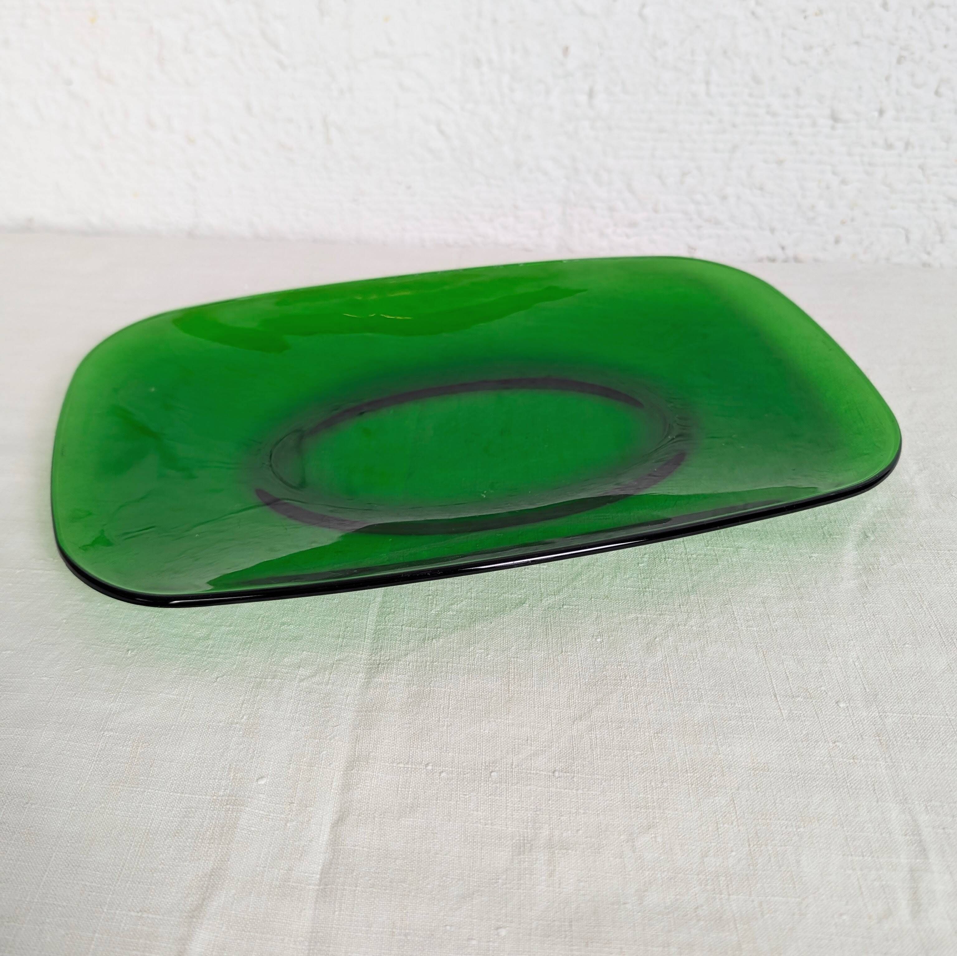 Plat rectangulaire en verre trempé Vereco vintage