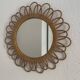 Vintage mirror 1960 rattan flower sun mirror - 50 cm