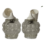 Pair of vintage bubble glass suspensions