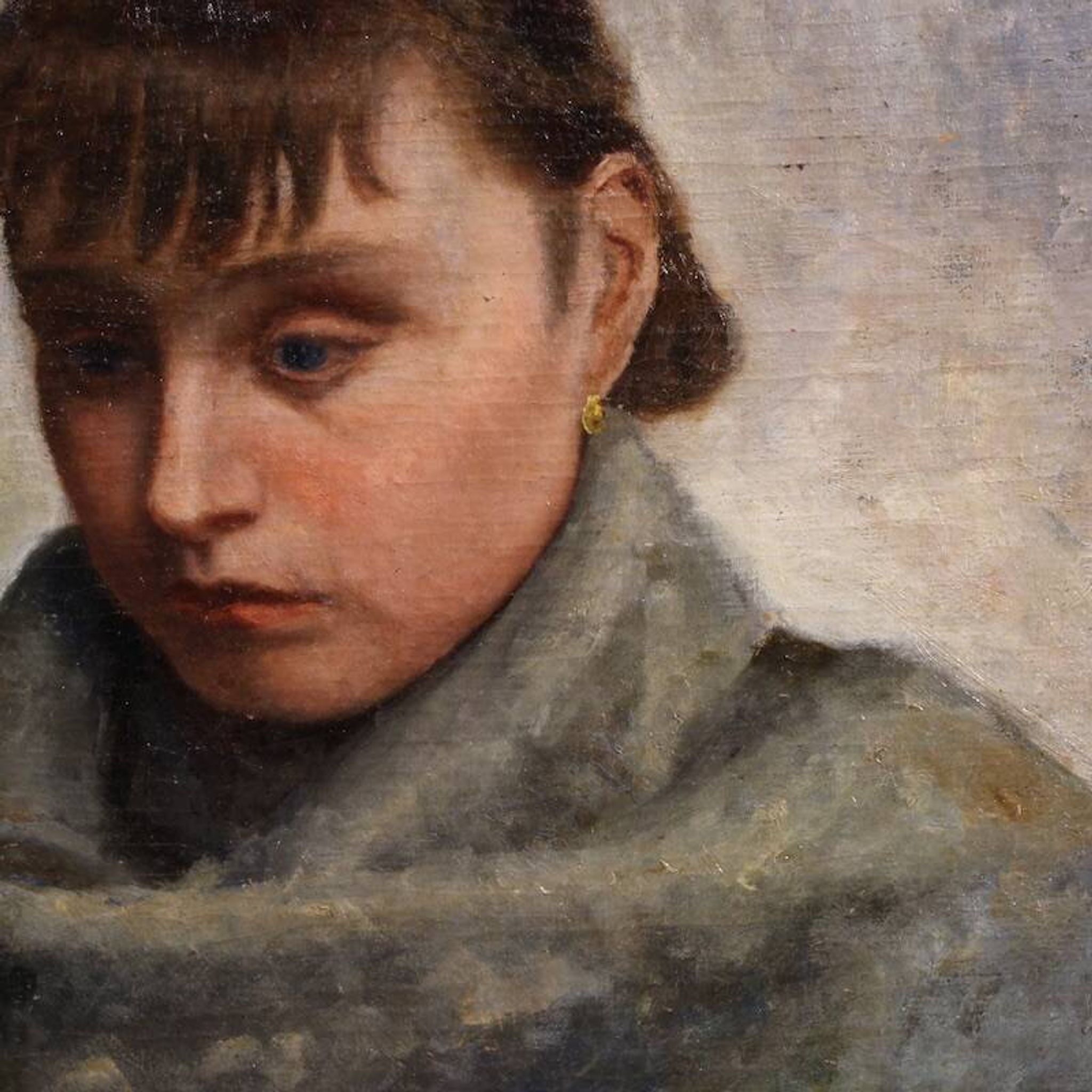 Italian painting portrait of a woman in Impressionist style