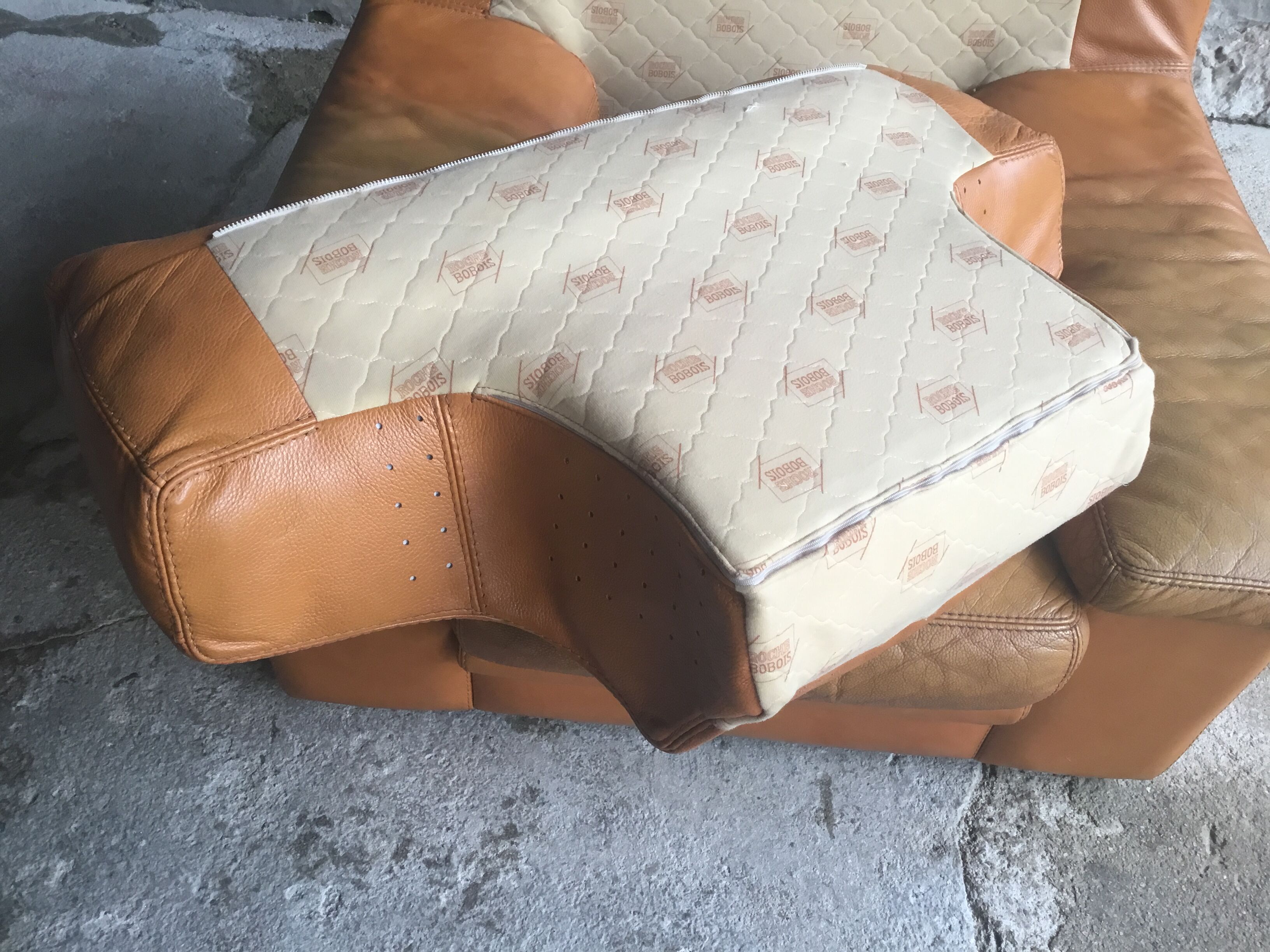 Roche Bobois leather armchair - cognac - 1990