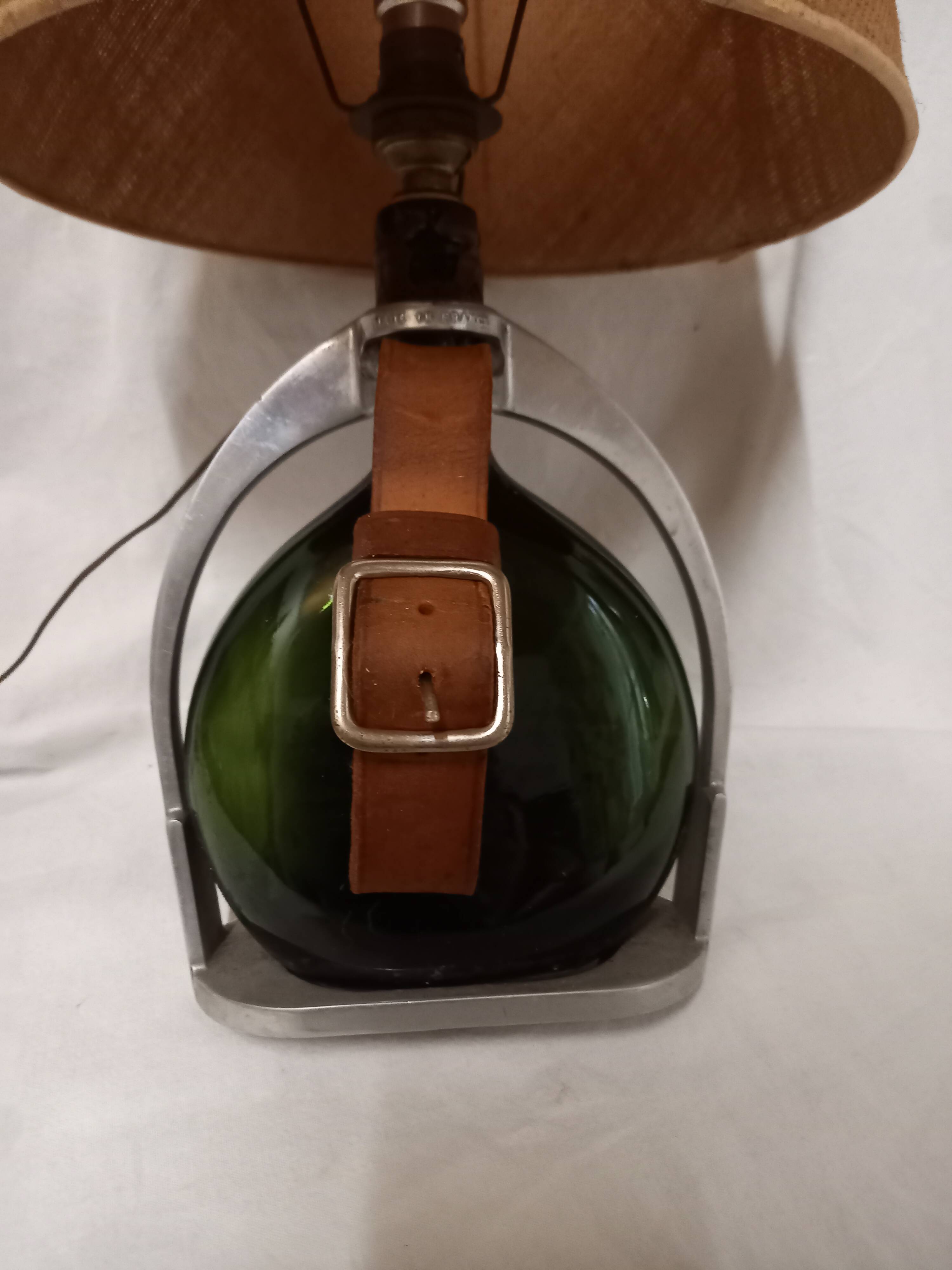 Ducastaing Armagnac bottle lamp with stirrup, 1960s