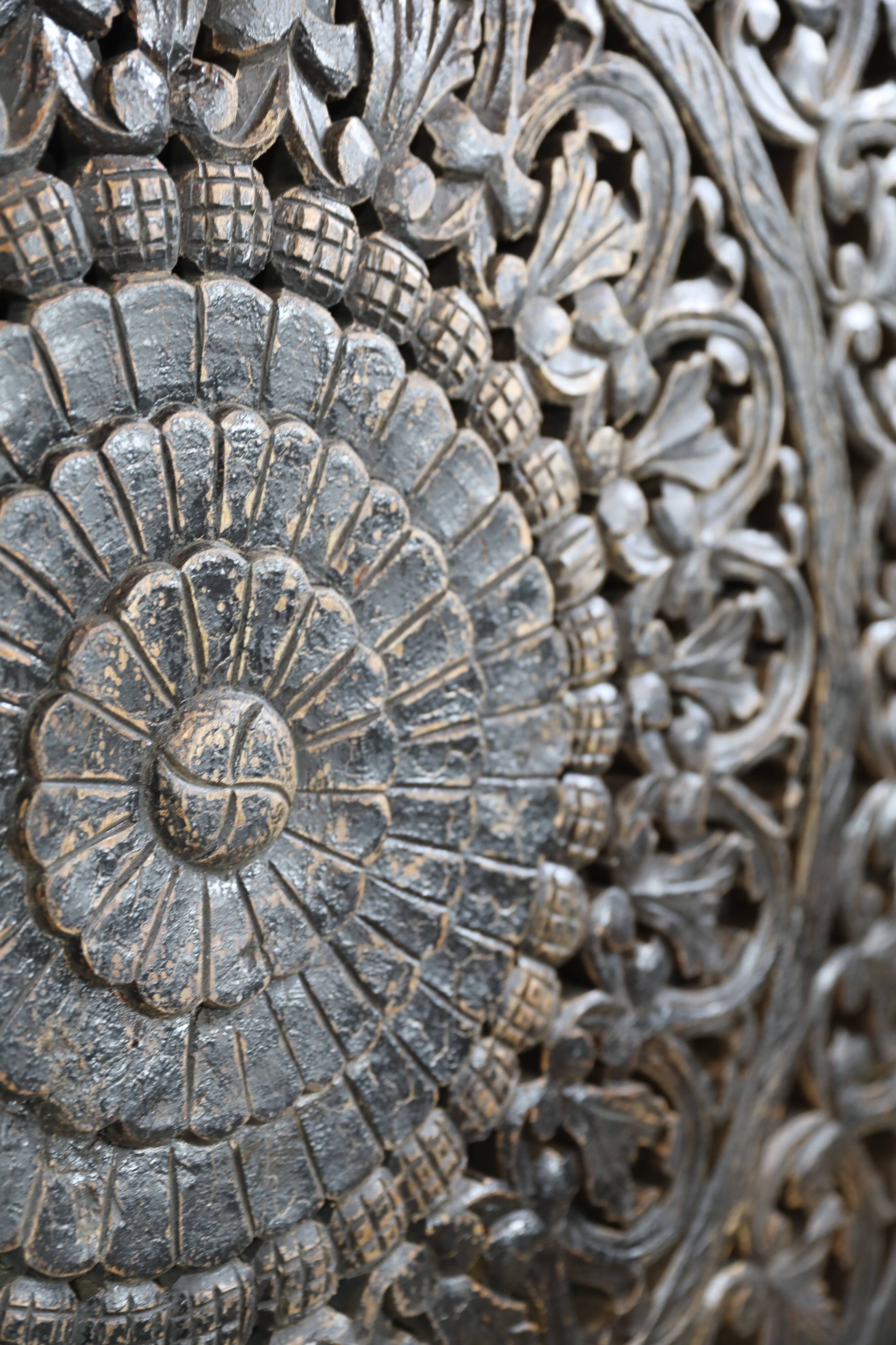 150 cm bleached wood carved wall panel