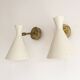 Set of three Italian wall lights in brass and lacquered iron, 1950s design