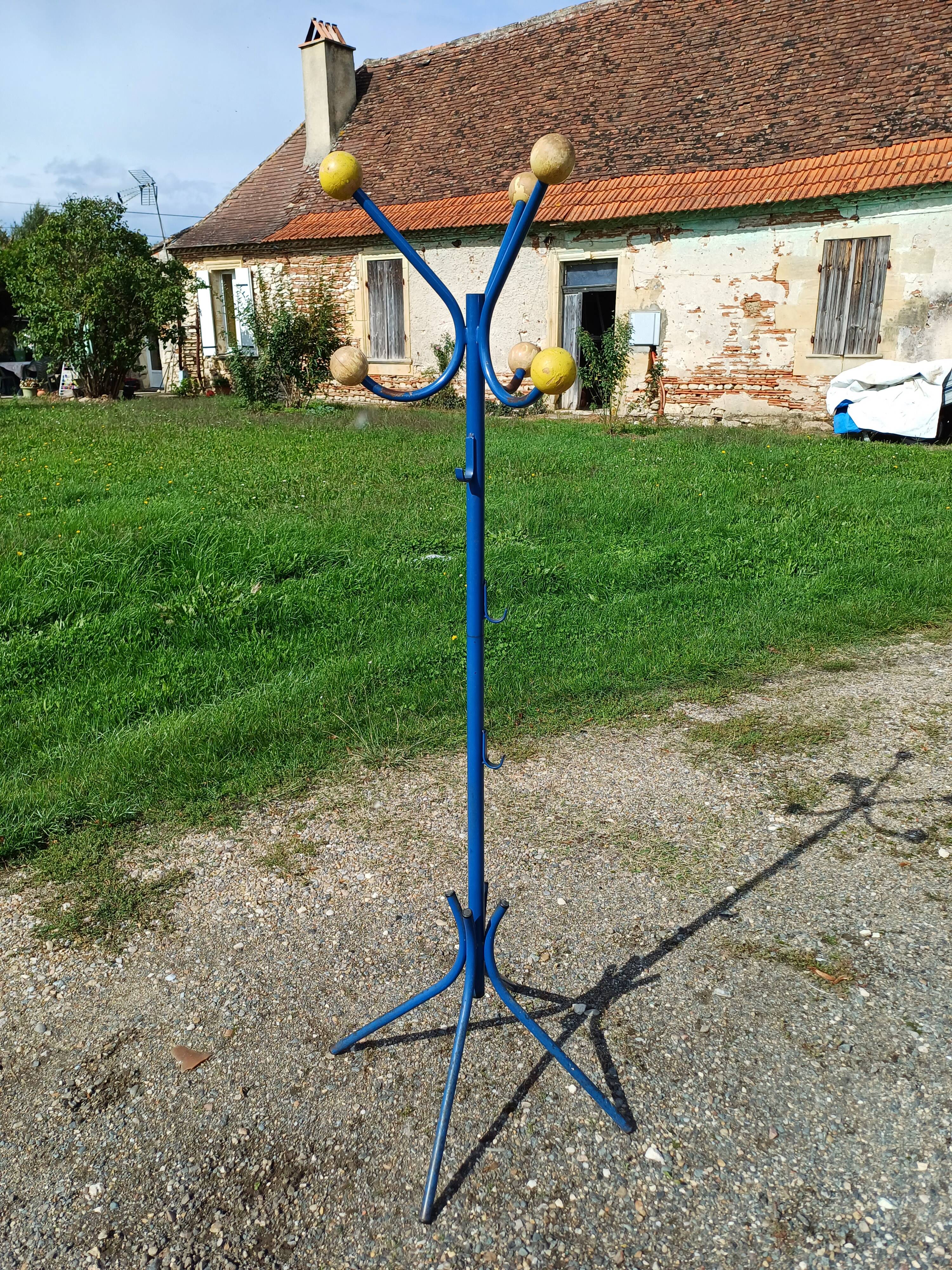 Vintage Coat Rack, Metal and Wooden Balls.