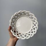 Woven white ceramic basket
