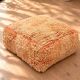 Vintage Berber pouf in natural wool – salmon and beige