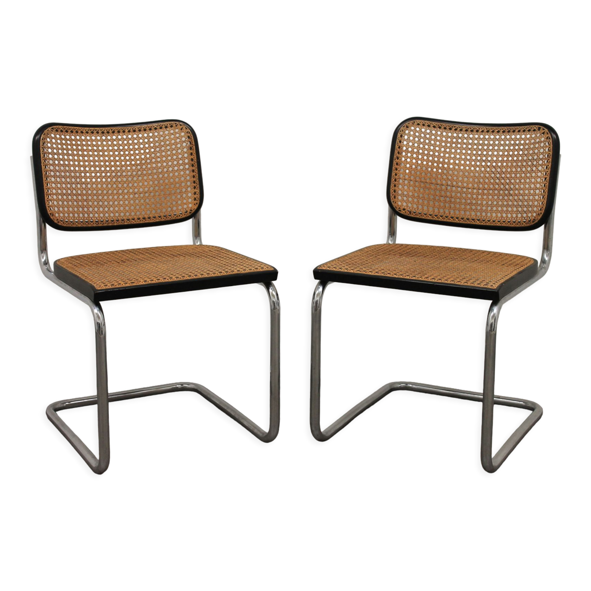Pair of chairs B32 Cesca, by Marcel Breuer edition Gavina