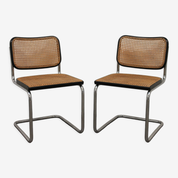 Pair of chairs B32 Cesca, by Marcel Breuer edition Gavina