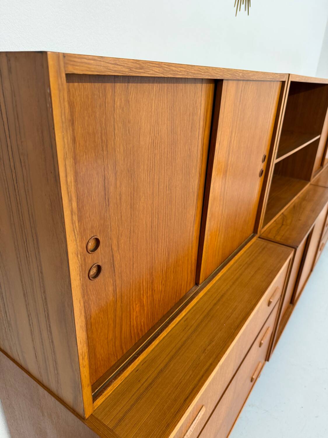 Antique 1950s vintage designer oak modular sideboard
