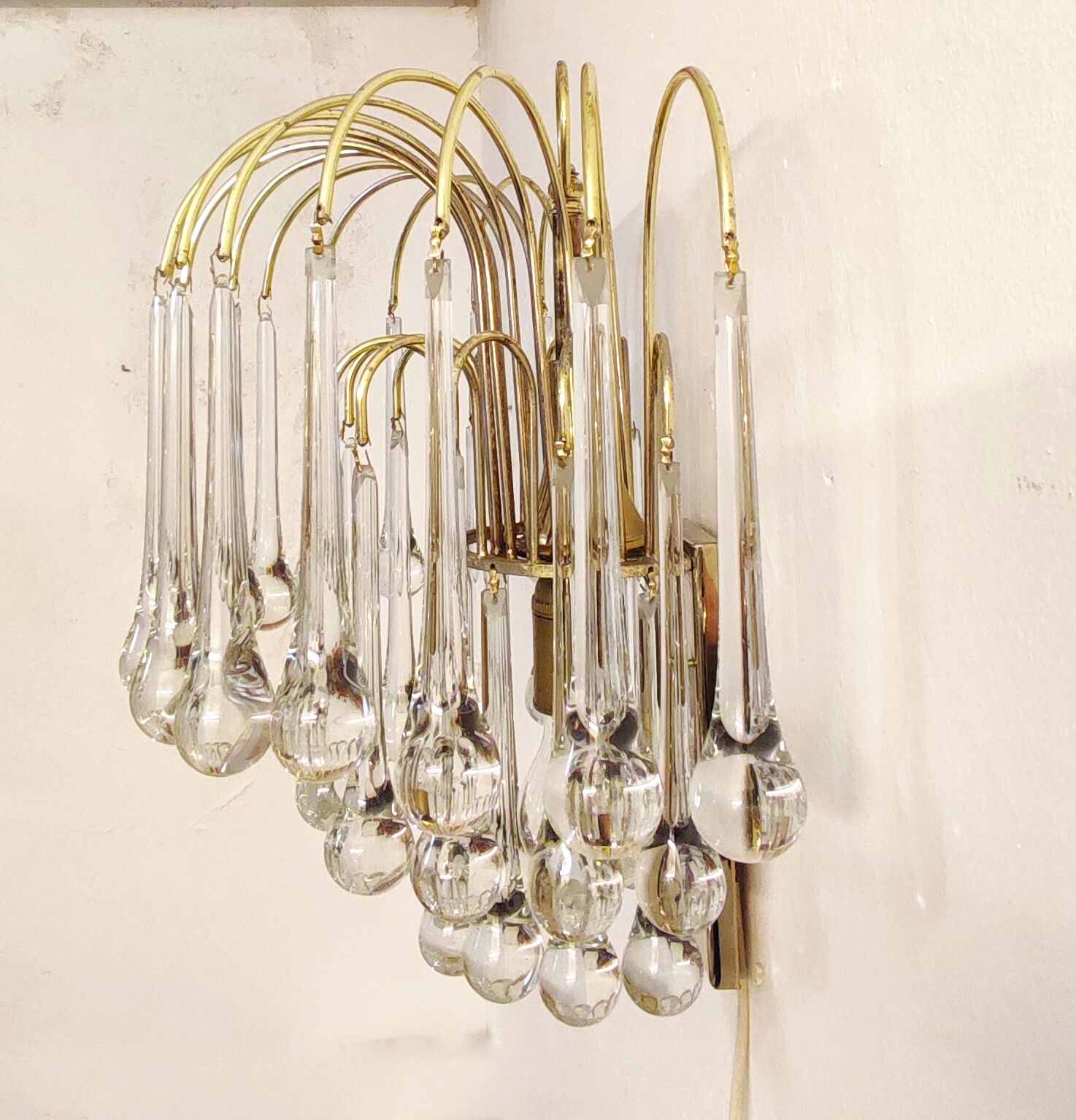 Wall lamp "Venini" of crystals. Italy 1970s