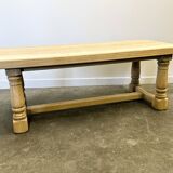 Large Sanded Full Oak Vintage French Dining Table, 1960s. France