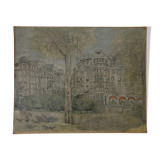 Painting of the Hotel Lutetia - view of Boucicaut Square 1950