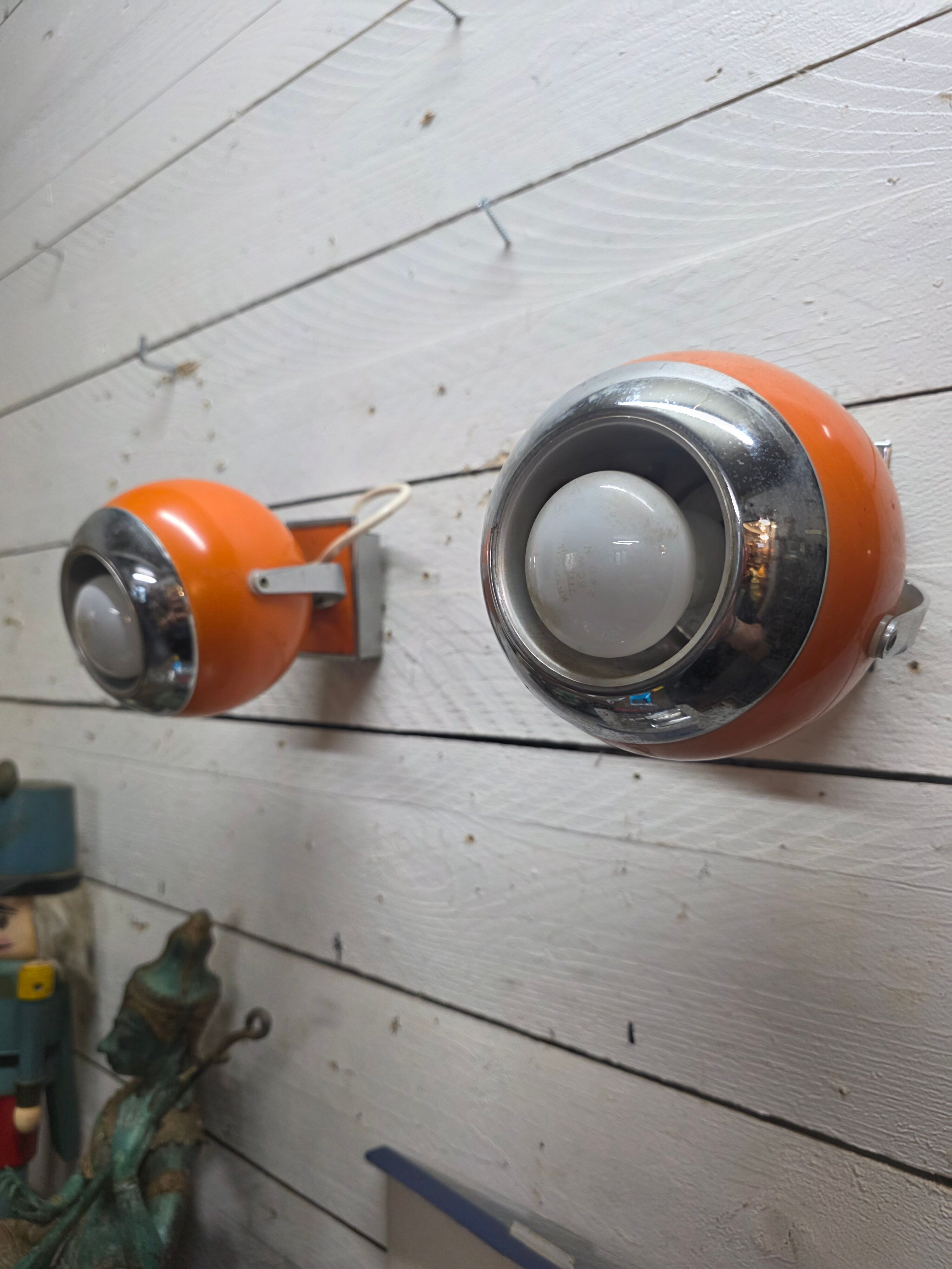 Pair of vintage 70s eyeball wall lights.