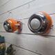 Pair of vintage 70s eyeball wall lights.