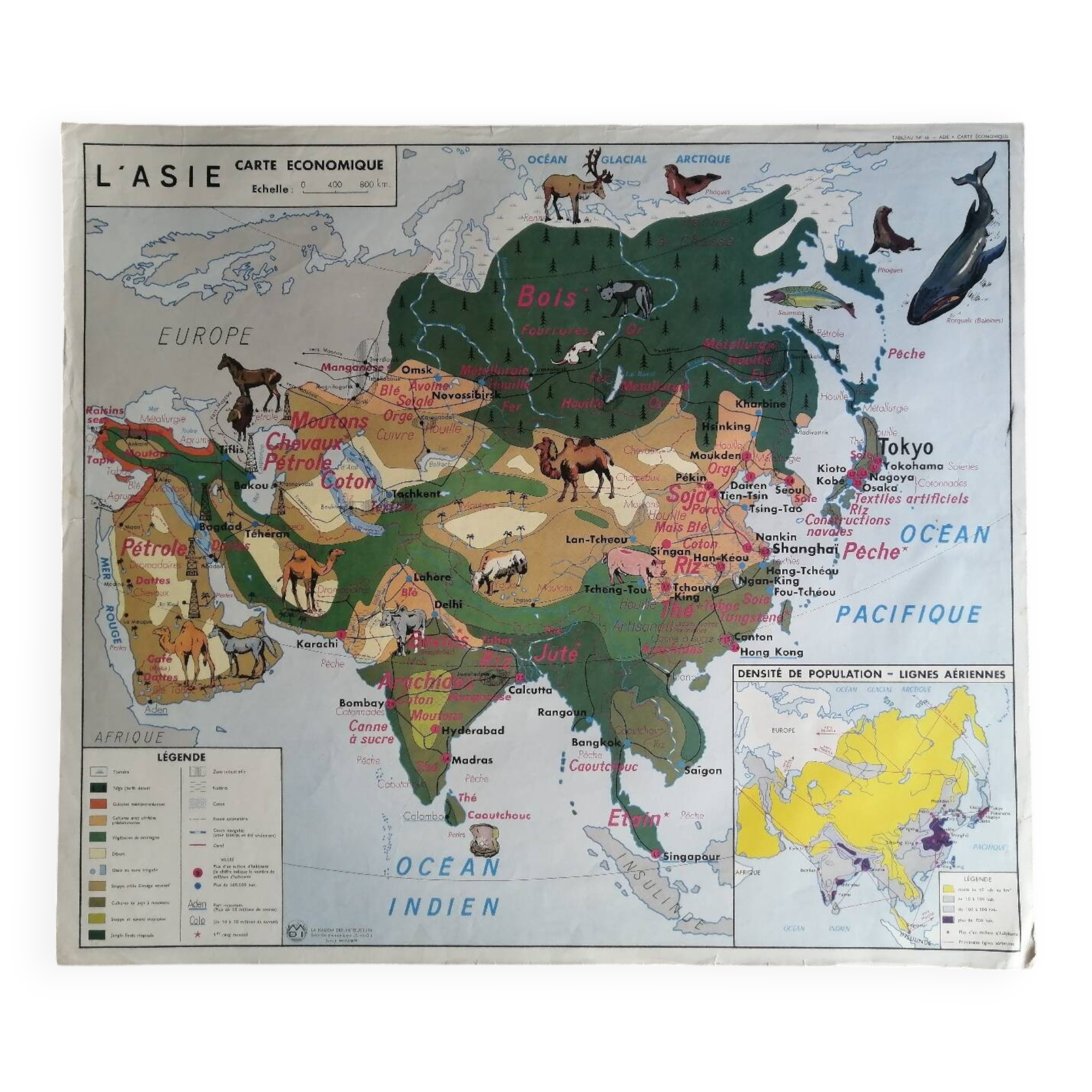 Vintage school map mdi North America-Asia.