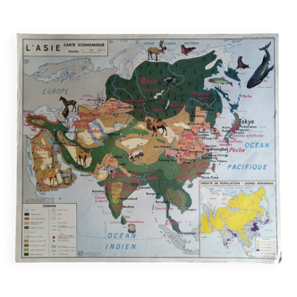 Carte scolaire vintage mdi Amérique du Nord-Asie.