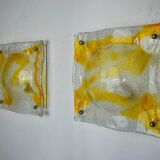 Pair of Murano Mazzega Orange wall lights, Italy, 1970