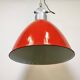 Large Red Painted Industrial Factory Lamp from Elektrosvit, 1960s