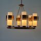 Large ceiling light with 6 arms in copper metal and glass, 1960s, Germany
