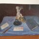 Tableau huile nature morte à la lettre circa 50