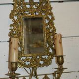 Pair of bronze wall lamp with a mirror