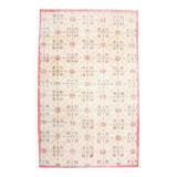 6x10 Vintage Beige & Powder Pink Floral Handmade Vintage Rug, 186x295 Cm