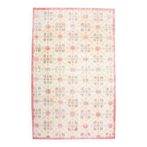 Tapis vintage fait main beige et rose poudré à motifs floraux, 186 x 295 cm