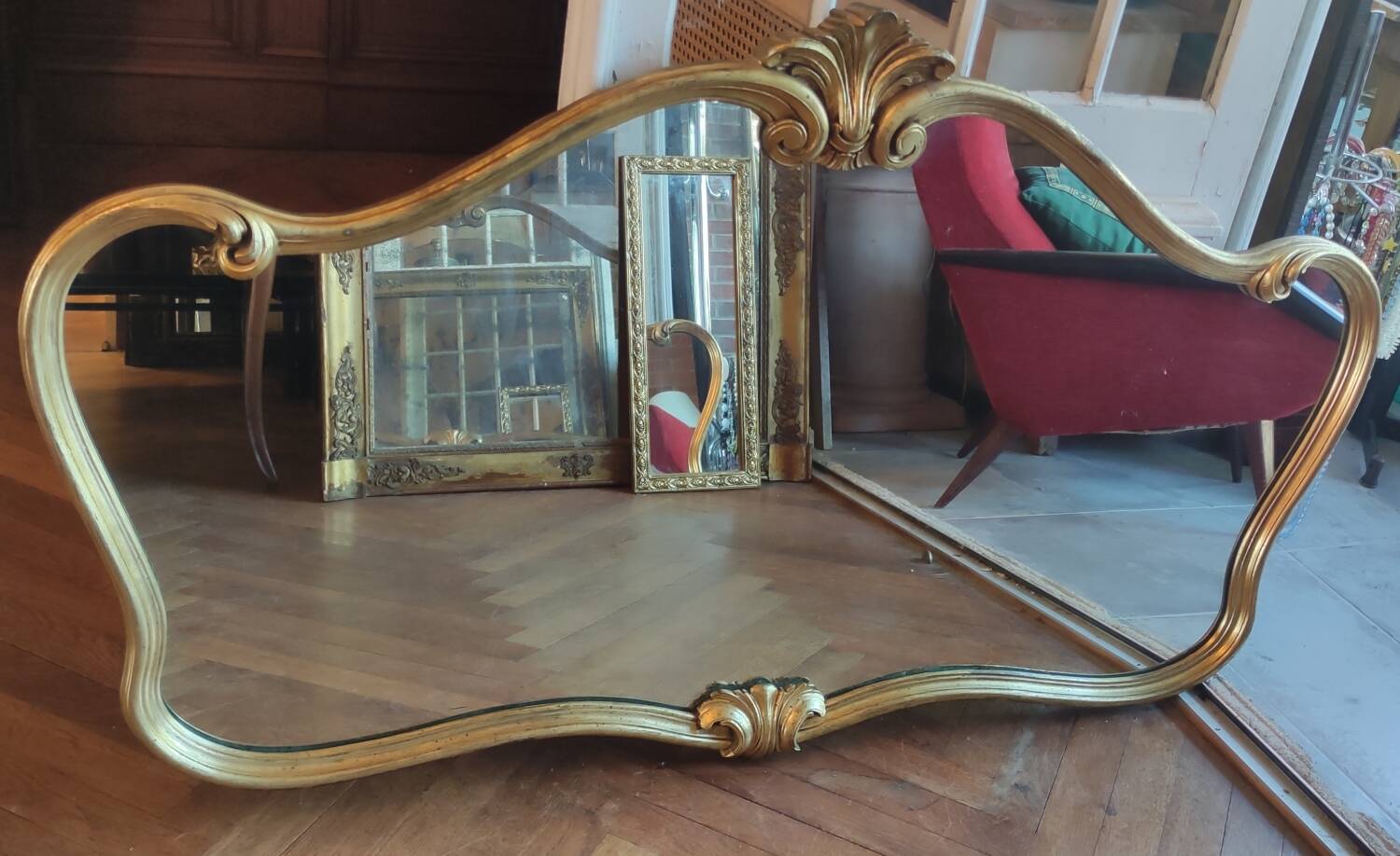 Old large golden mirror