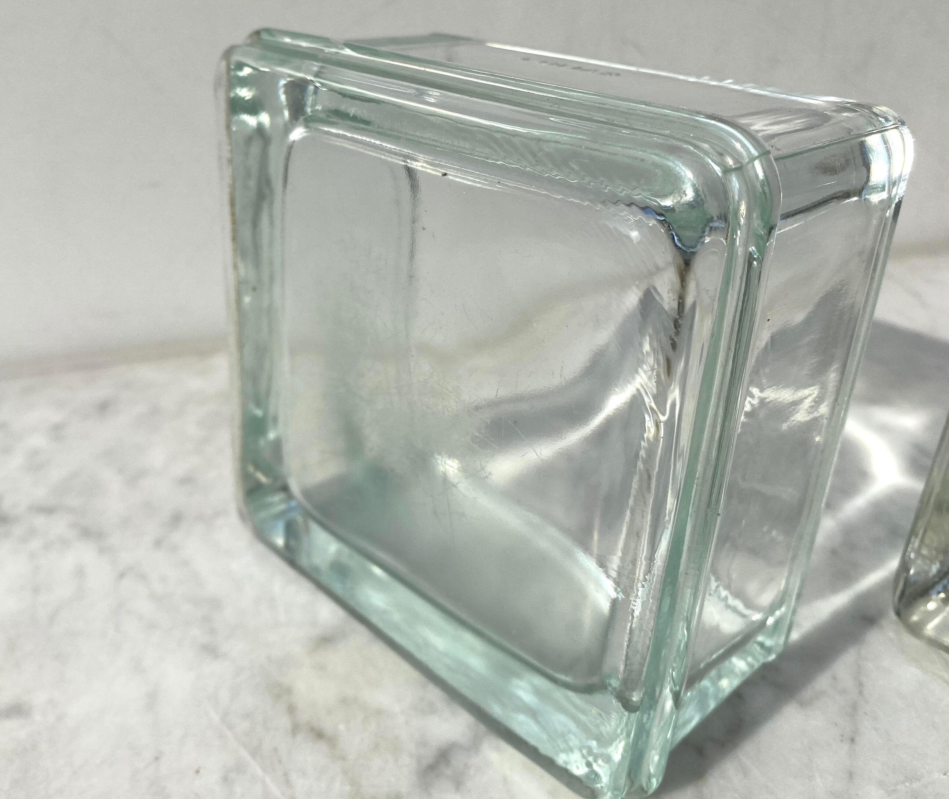 Pair of glass brick Lumax vintage design 60 Le corbustier