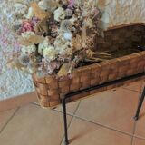 Planter on foot in braided wood 60/70s