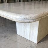 Travertine table with semi-round edges