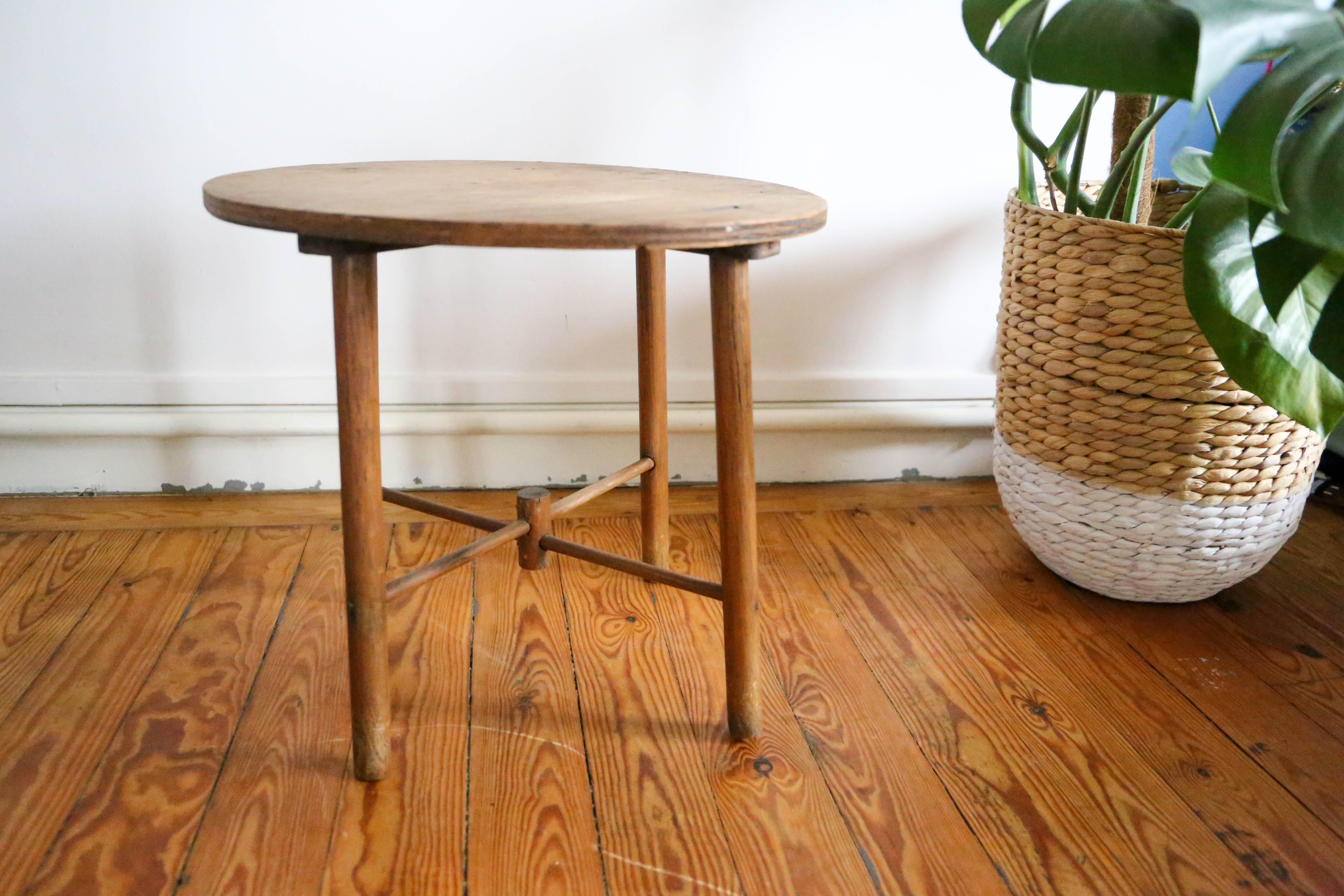 Rustic wooden side table, vintage