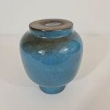 Vase émaillée Bleu de Jacques et Dani Ruelland 1960s