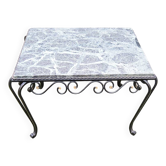 Antique Wrought Iron and Marble Coffee Table