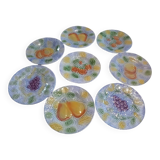 Old Salins earthenware dessert or cheese plates x 8