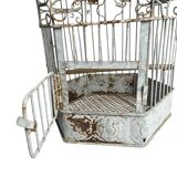 Vintage hexagonal metal birdcage from around 1940.