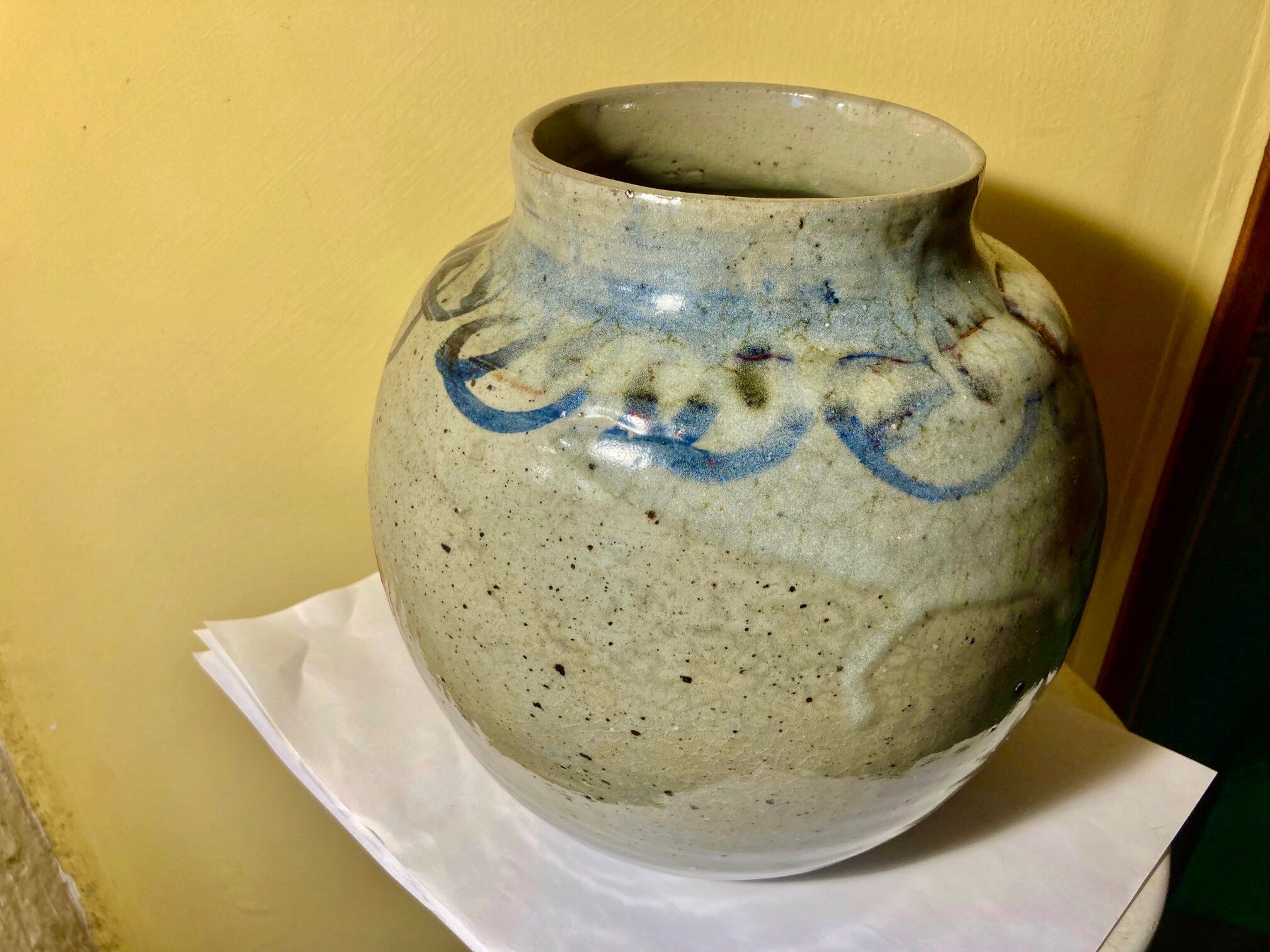 Vase pensu , enamelled ceramic, marking to be identified n°3 bis vintage