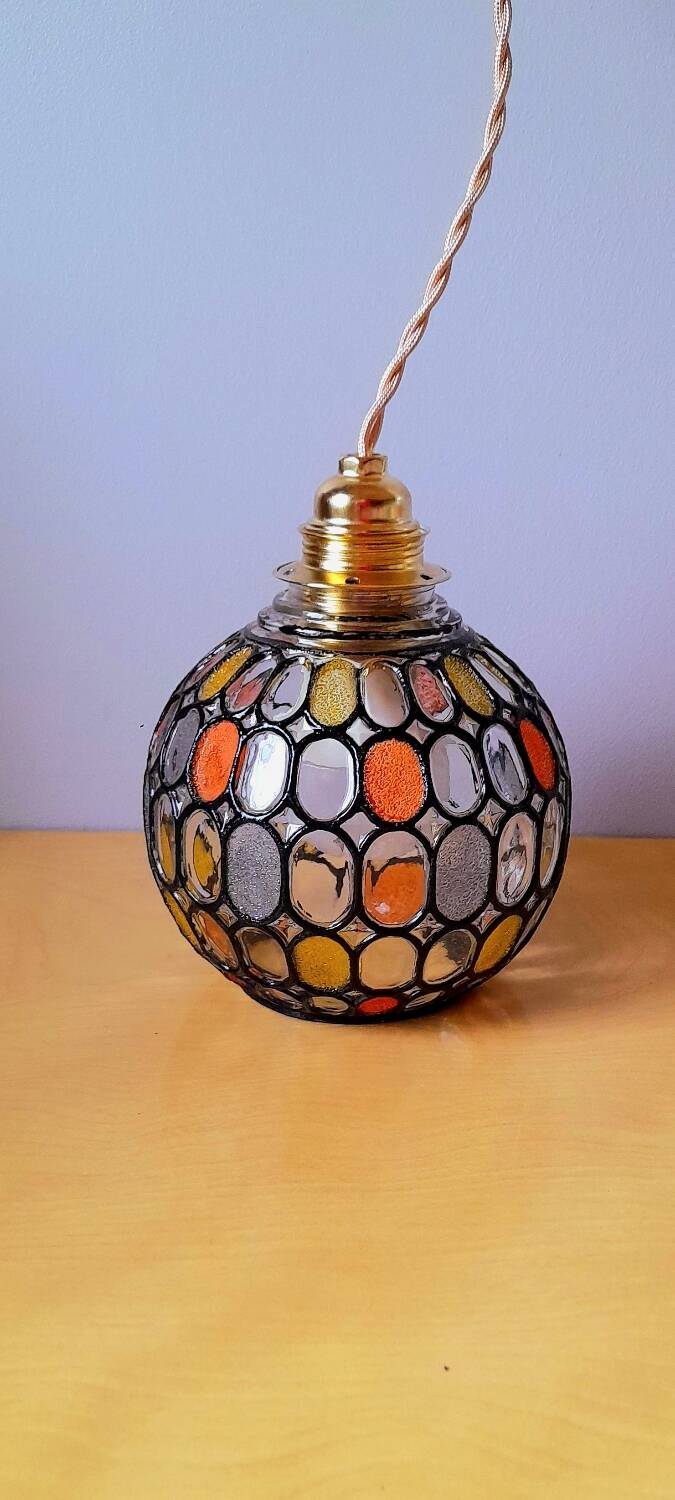 Colored glass portable lamp