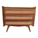 Commode vintage rotin pieds compas