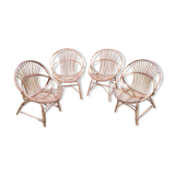 Suite of 4 vintage basket armchairs 1960