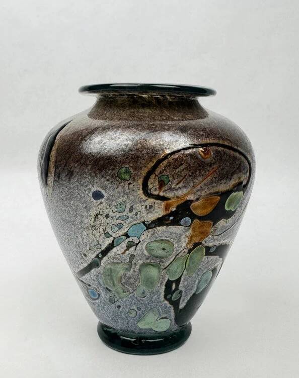 Art glass vase signed René Pierini – French studio glass, 1985