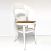 Chaise baumann bistrot mouette en bois blanc et velours jaune