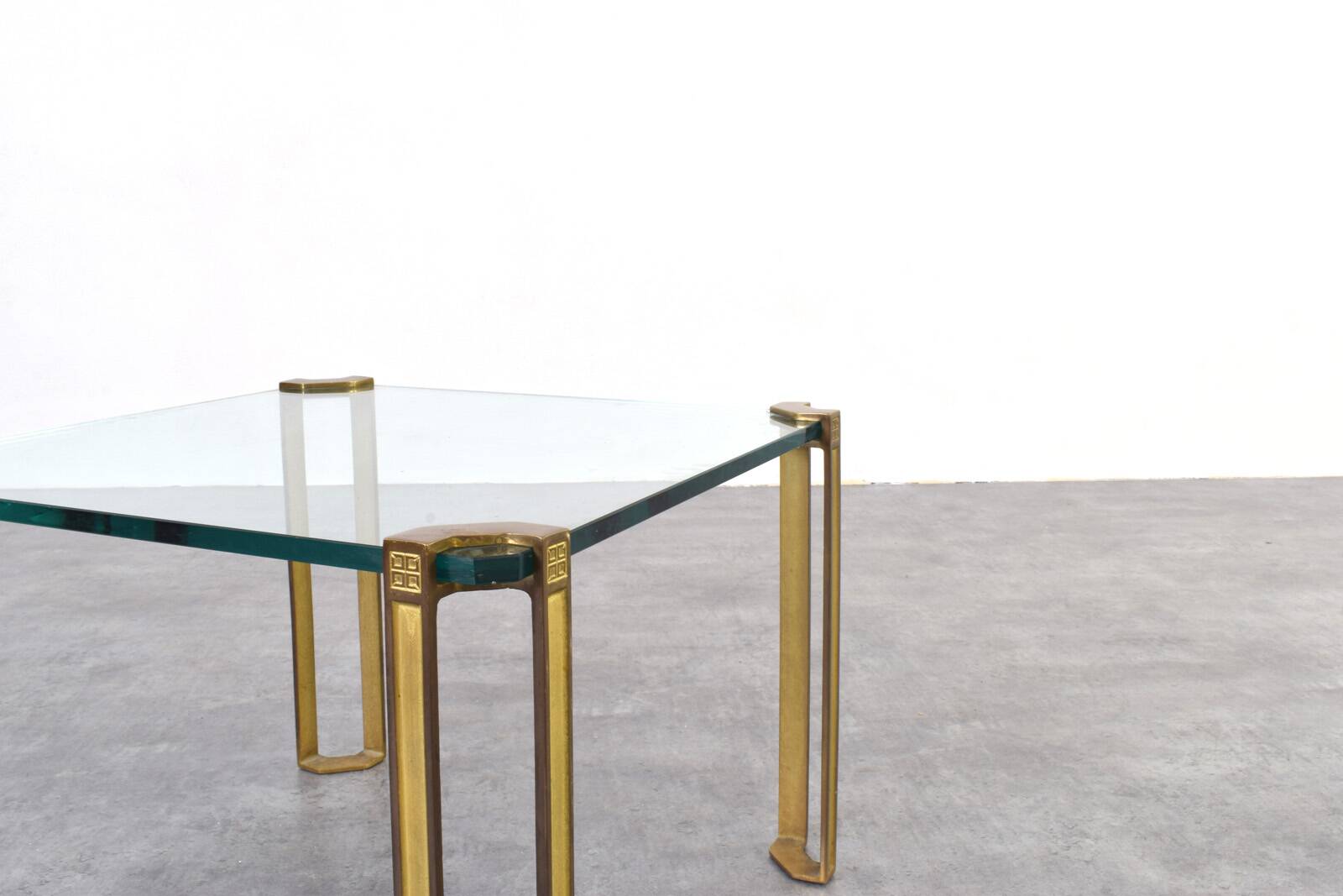 Hollywood Regency Brass and Glass Coffee Table by Peter Ghyczy, 1970s.