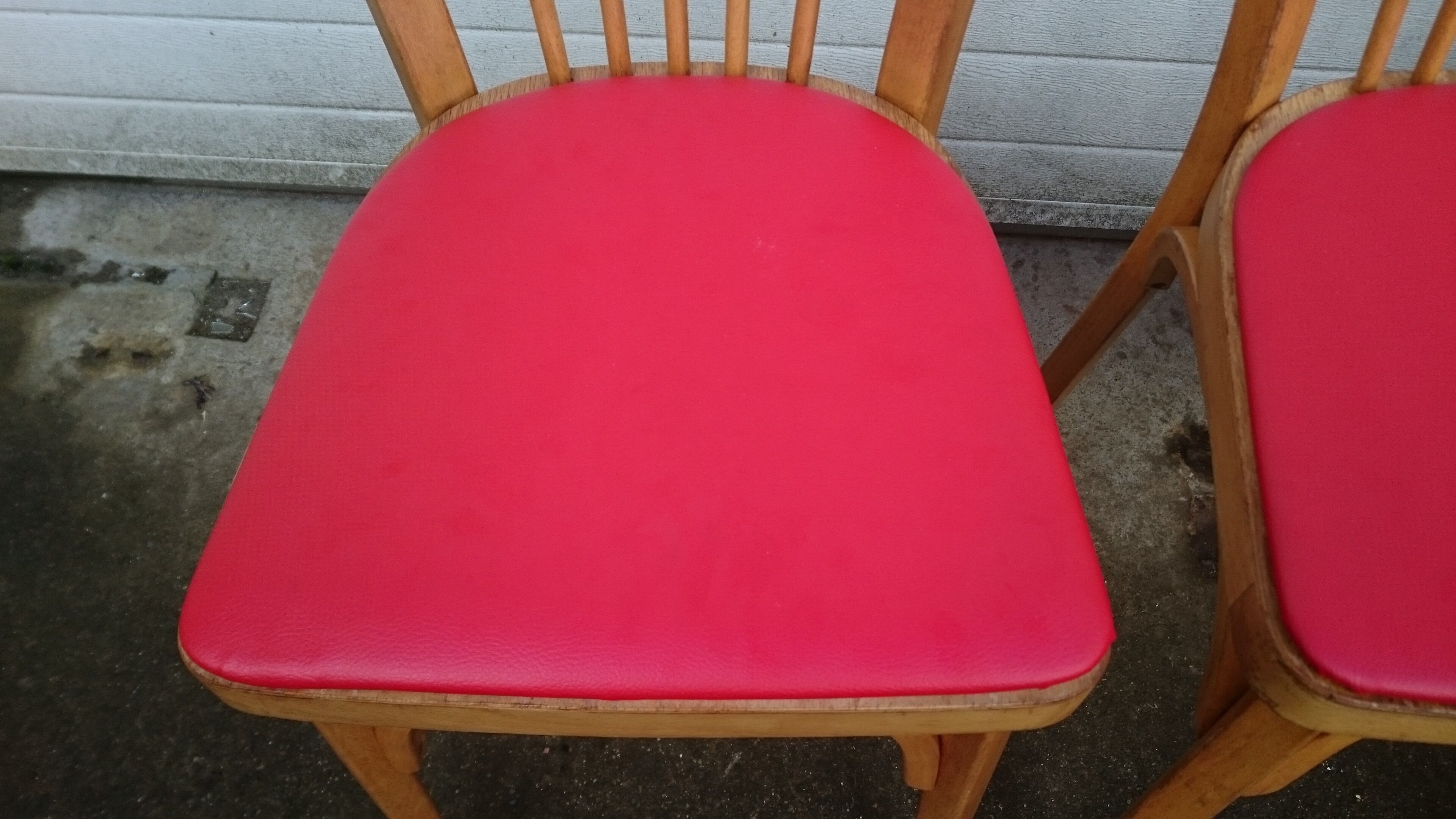 Lot of 4 red Baumann bistro chairs